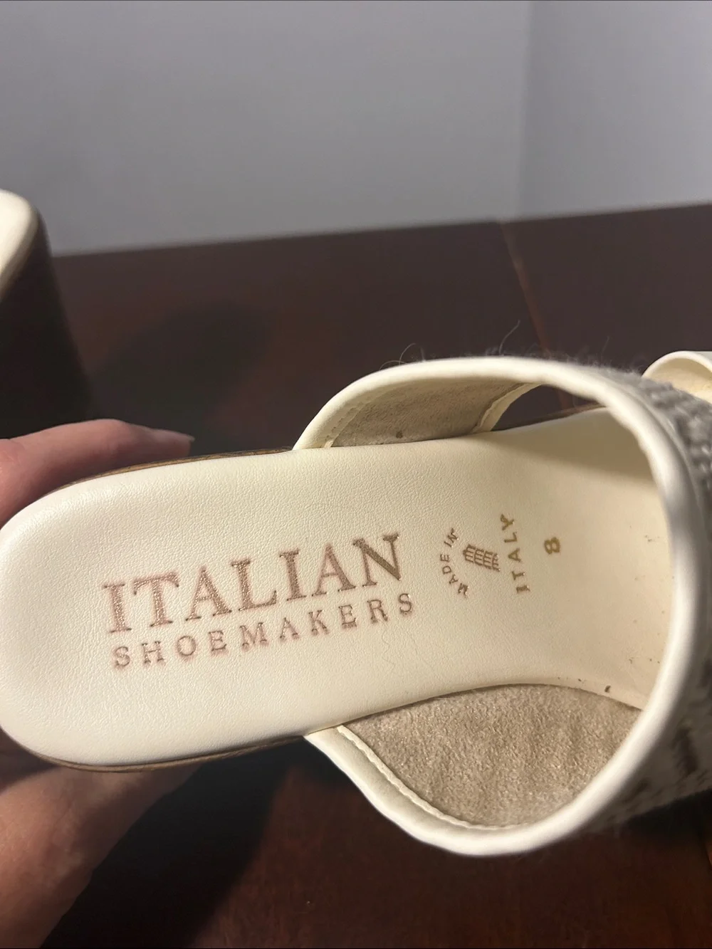 Italian Shoemakers Cream Woven Strap Slide Sandals